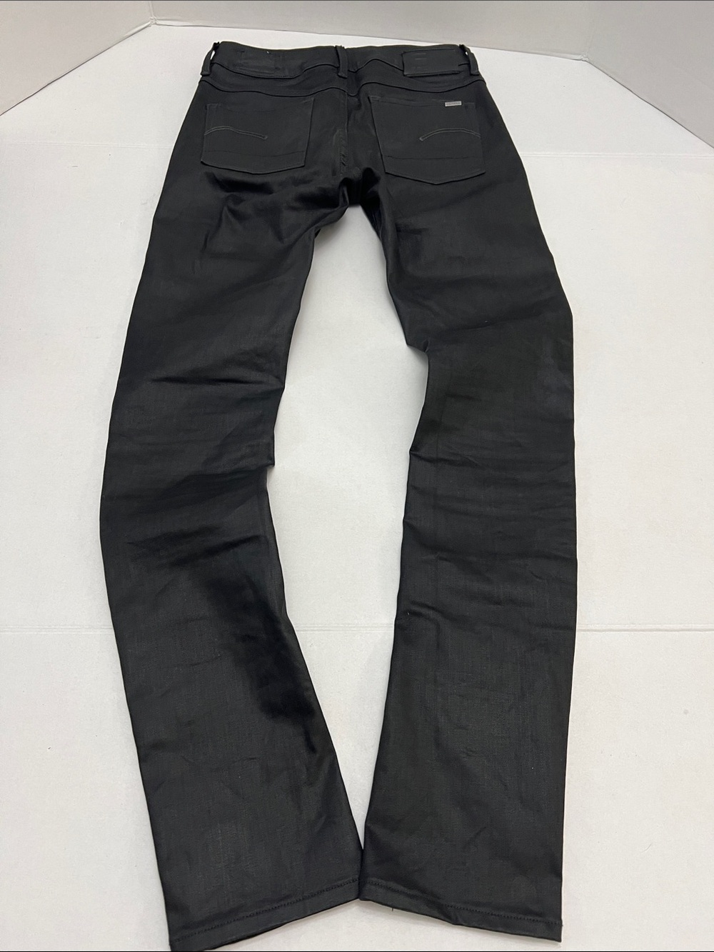 G-Star Raw 3301 Mid Skinny Black Coated Wax Moto Jeans jeggings women’s size - Picture 5 of 12